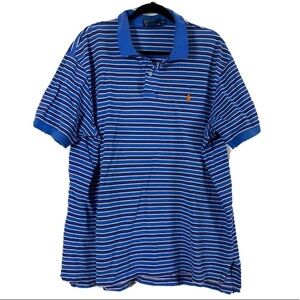 Polo Ralph Lauren Men's Blue Striped Short Sleeve Polo Shirt XXL classic preppy